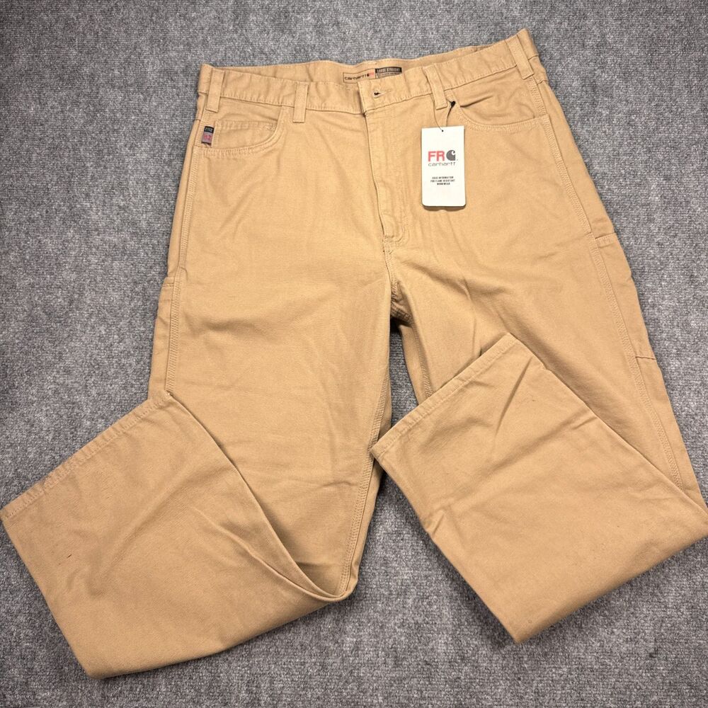 Carhartt FR Pants Mens 38x30 BN0159 FRM Cargo ATPV 12 CAT 2 Workwear Beige